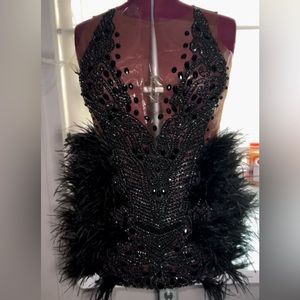 Black Feathered Birthday Dress